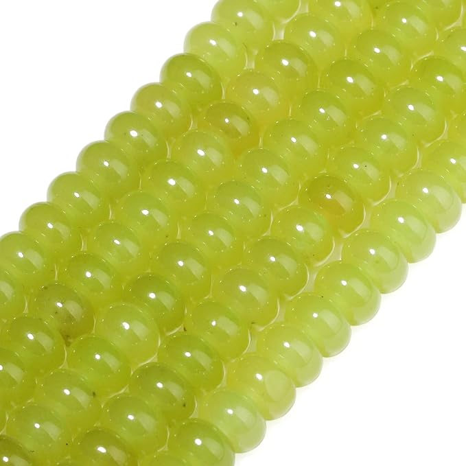 Songxi 5x8mm Natural Green Lemon Jade Stone Rondelle Beads, Gemstone - Image 3