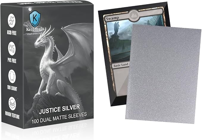 Justice Silver Dual Matte Card Sleeves, Katomula Card Sleeves by Katomula