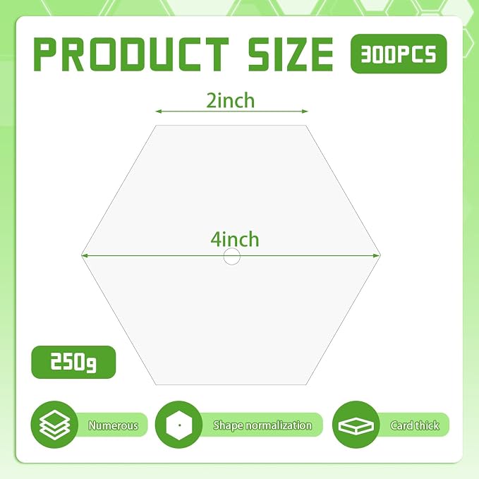 300 PCS 2" White Hexagon Piecing Paper Templates, Quilting Templates Accessories - Image 2