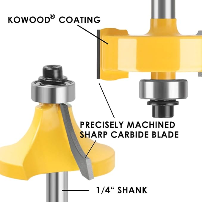 KOWOOD Router Bits Sets of 35B Pieces 1/4 Shank Router Bit Set T Shape Wood Milling Cutter