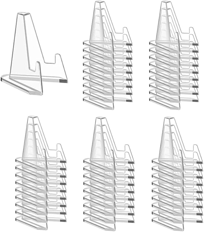 50 Packs Card Display Stand, 2.2 inch Acrylic Easel Mini Card Stand by Pairswind