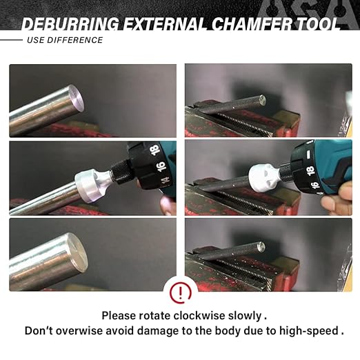 ASA Tools Deburring External Chamfer Tool, Tungsten Blade, Deburring Drill Bit, Remove Burr Tools for Fit 1/8"-3/4"(3mm-19mm)