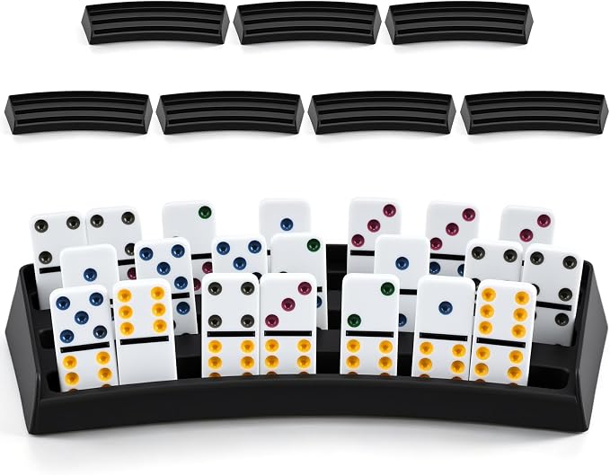 Soulchen Plastic Domino Holders Set of 8 Domino Racks Trays Stands Mexican by Soulchen