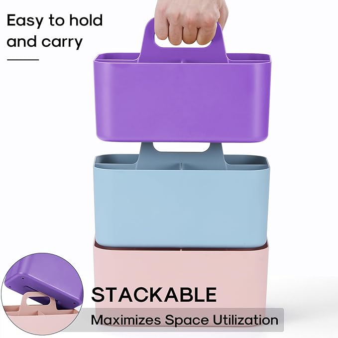 Multiuse Caddy Organizer with Handle, Portable Divided Plastic Tote Bin - Image 7