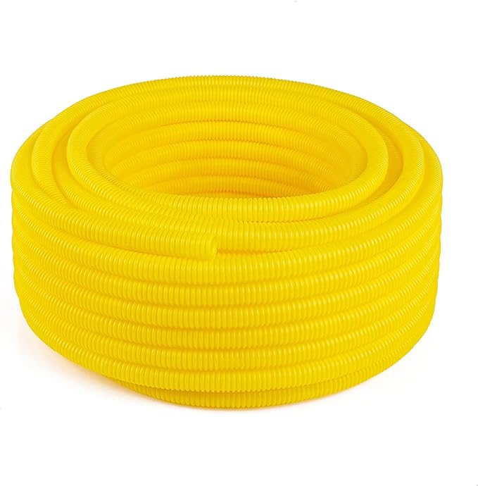 Flexible Polyethylene HDPE Non-Split Corrugated Wire Loom Tubing (Yellow, 1/2" Dia. x 100 ft)