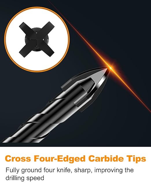 Masonry Drill Bit Set - Cement Drill Bit, Professional Concrete Drill Bit Set (5PCS) for Glass/Brick/Cement/Tile/Etc, Industrial Strength Carbide Cross Drill Bit Tip, 3/16"-1/2" by TITGGI