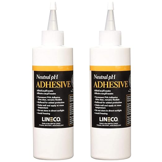 Lineco Neutral pH Adhesive, Acid Free All-Purpose Glue, 8 OZ, 2 Pack | Dries by Lineco