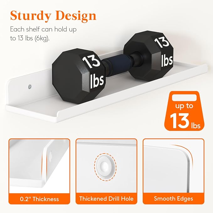 Lifewit Floating Shelves for Bathroom, Acrylic Display Shelf Wall Mounted for - Image 3