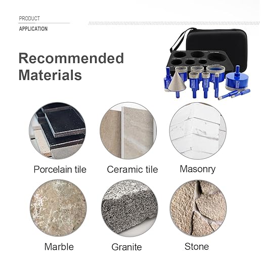 SHDIATOOL Diamond Drill Core Bits Kit, Hole Saw Sets, Diamond Drilling Mould Guide for Porcelain Tile Marble Ceramic Granite with Hollow EVA Guide Jig 11pcs(6/8/10/20/25/28/32/35/50/65/1-3/4inch)