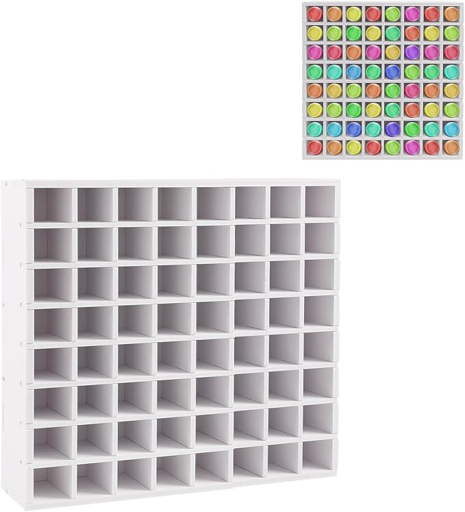 GRETJOB 64 Grids Paint Organizer, Wall Mountable Craft Paint Storage Rack by Unknown