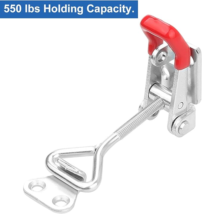10PCS Adjustable Toggle Latch Clamp 550 lbs Toggle Clamp Latch Hasp Clamp GH-4002 Quick Release Pull Latch Silver Metal Draw Latch for Box Case Trunk, Smoker Door, Jig