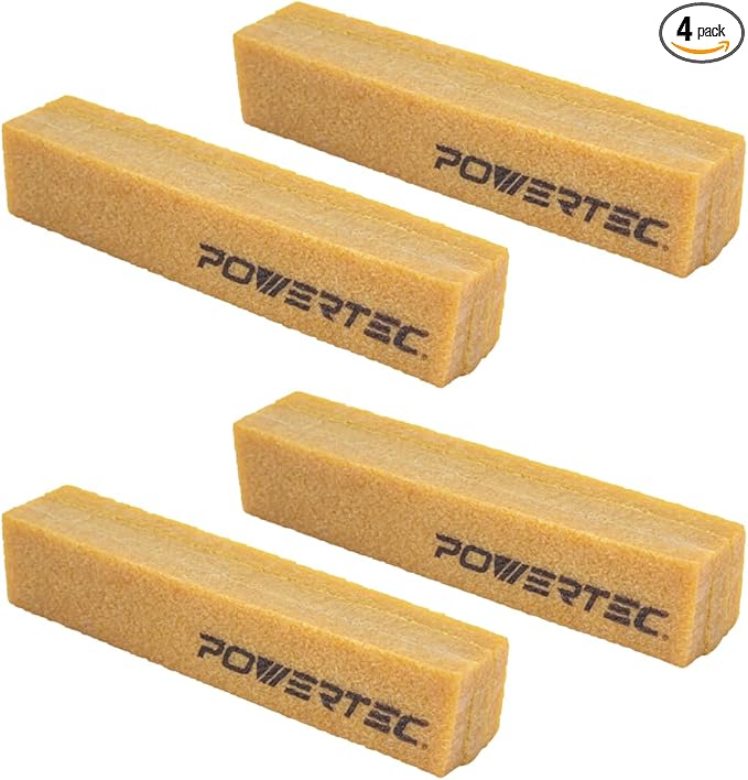 POWERTEC 71002-P4E Abrasive Cleaning Stick for Sanding Belts & Discs 8-1/2" 4PK | Natural Rubber Eraser - Woodworking Shop Tools for Sanding Perfection