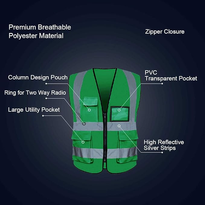 BeautyWill Custom Safety Vest Logo Class 2 High Visibility Reflevtive Vest Outdoor Protective Workwear