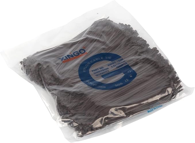 XINGO 1000 PCS 6 inch Cable Zip Ties, 18lb Strength, Small Tie Wraps Self-Locking Nylon Zip Ties for Indoor and Outdoor Use (Brown)