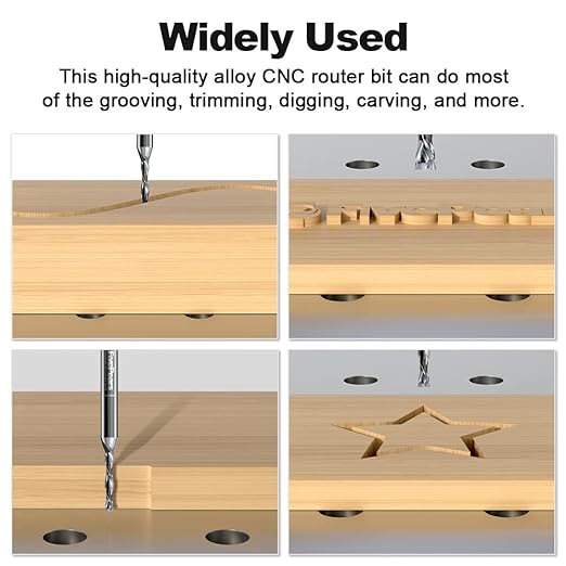 FivePears Up&Down Cut Compression Spiral Router Bit for CNC, 1/8 inch Cutting Diameter and 3/4 inch Cutting Length 1/4 in Shank Carbide End Mill Router Bit for Wood Carving Engraving Grinding Grooving