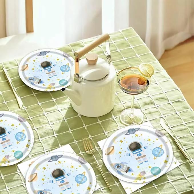 40Pcs Blue Outer Space Birthday Party Decorations Plates and Napkins - Image 5