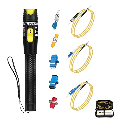 Fiber Optic Cable Troubleshoot Kit - 1pc Visual Fault Locator & 1pc FC to LC Adapter & 4pcs Couplers(LC, SC, ST, FC) & 3 Short Patch Cords (Mode Number: VFL-50)