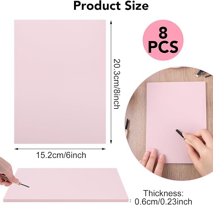 8 Pack 8"x6" Pale Pink Linoleum Blocks - Image 2