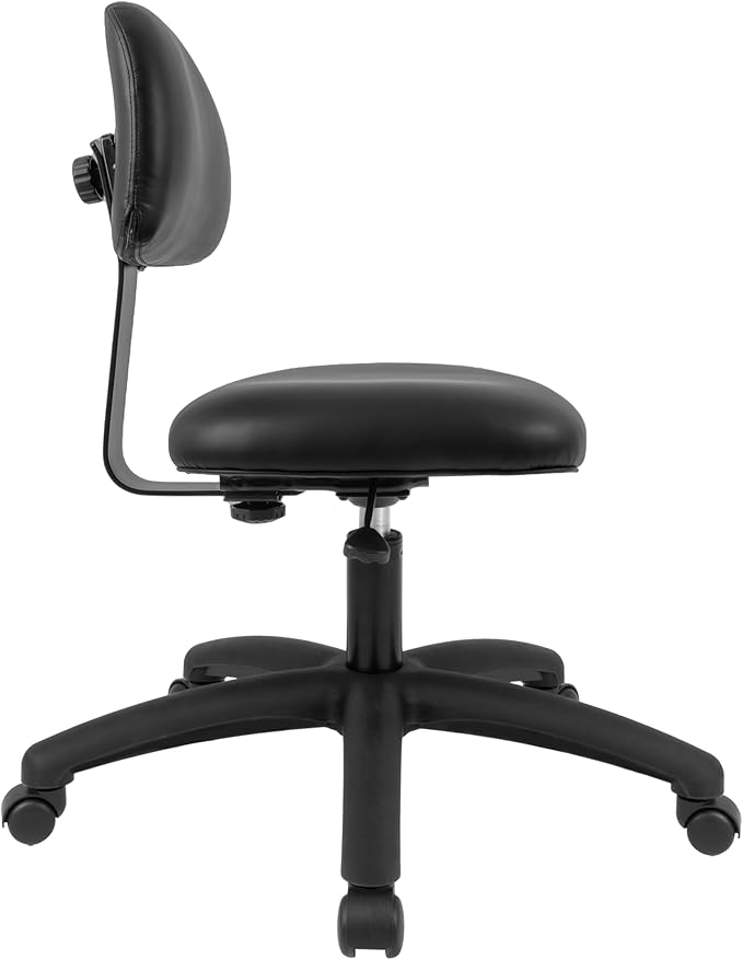 Chair Master FSS Series Square seat Medium (19"-27") seat Height Chair. Vinyl-for Office, Garage, Desk, Shop, Computer, Doctor, Medical, Easy to Clean! No Footring (Black, Medium, _Standard Casters)