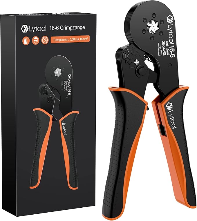 Hexagonal Ferrule Crimper Tool AWG28-5 (0.08-16mm²), Lytool Wire Ferrule Crimping Tool, Self-Adjustable Ratchet Wire Crimping Pliers for Wire Ferrules Terminals Connector Kit, Cables End-sleeves