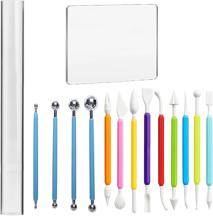 Basic Polymer Clay Tools, Clay Sculpting Tools Acrylic Roller Pin, Double-Ended by WOLWEFA