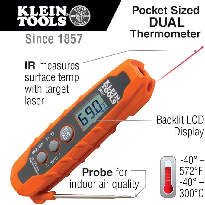 Klein Tools CL320KIT HVAC Kit for HVAC Testing; Digital Clamp Meter, Non-Contact Voltage Tester, and Infrared/Probe Thermometer