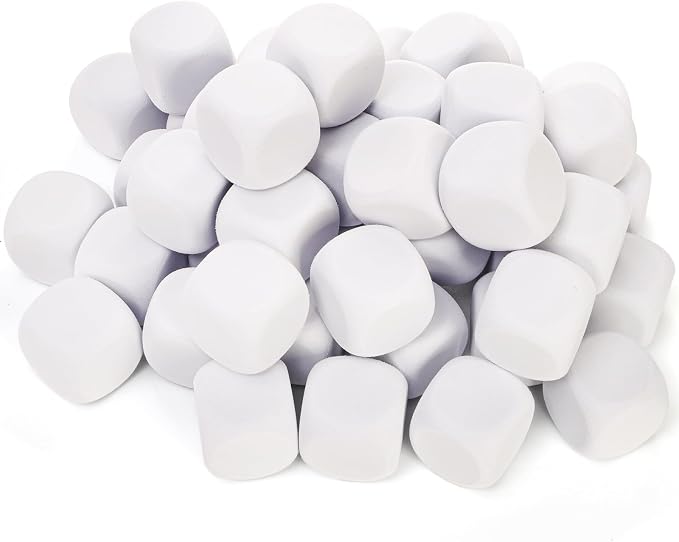 ZEAYEA 48 PCS Blank White Dice, 50MM White EVA Foam Dices, Blank Six Sided Dice - Image 3