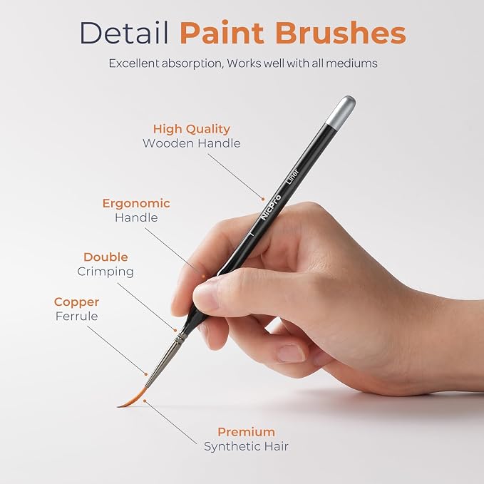 Nicpro 24 PCS Miniature Paint Brushes, Fine Tip Micro Model Detail Paint Brush - Image 2