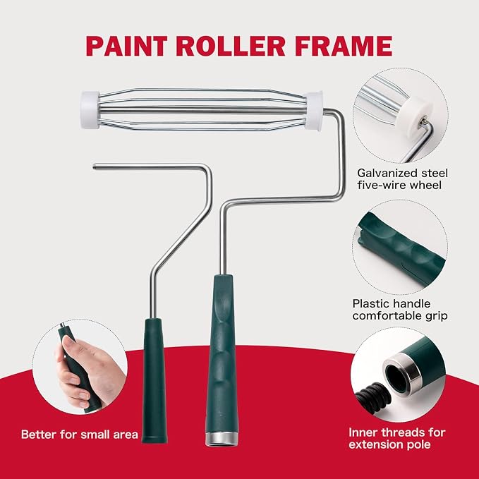 Mister Rui 20-Piece Paint Roller Kit, 9 Inch and 4 Inch Microfiber Roller Set - Image 5