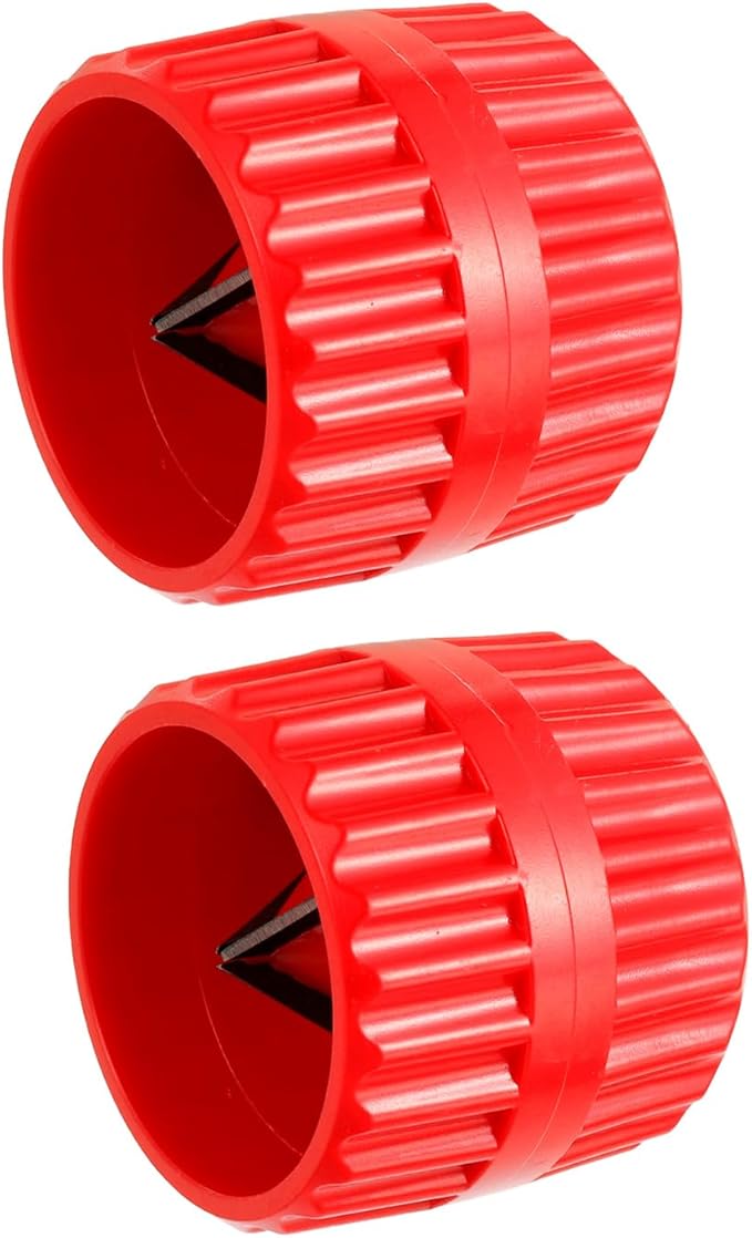 Red Inner-Outer Reamer Pipe and Tube Deburring Reamer Tubing Chamfer Tool for PVC, PPR, CPVC, Brass, Aluminum Pipe, 1.57in/40mm to 1.7in/42mm (Pack of 2)