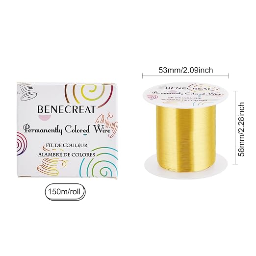 BENECREAT 28 Gauge 164 Yards Jewelry Beading Wire Light Gold Tarnish Resistant - Image 3