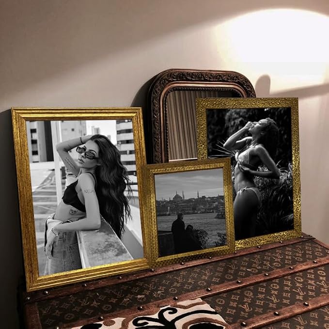 KTKDE 8x12 Picture Frame Set of 2, Ornate Vintage Gold Poster Frames - Image 7