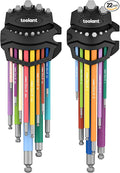 Allen Wrenches Sets 22pcs(Metric&SAE), Extra Long Arm Allen Key Set with Ball End, Crafted Hex Key Set with Color Coded Sleeves, Unique Patented Holder Design for Magnetizing and Demagnetizing