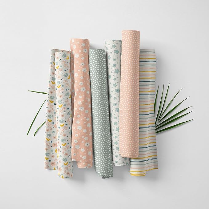 Patchwork Fabric Panel 100x155 cm, 100% Cotton Satin, 6 Coordinated Pastel - Image 3