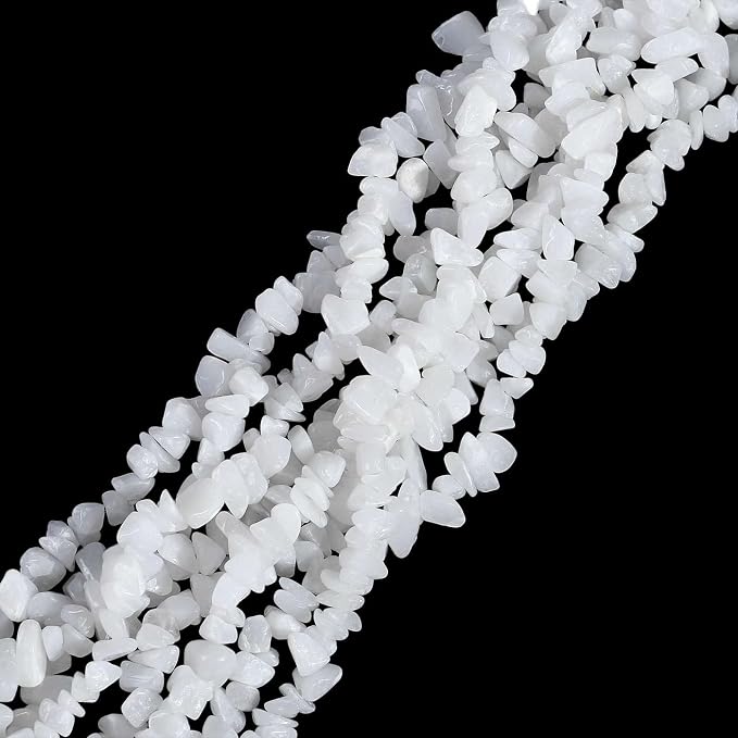 LAIDANLA White Jade 400pcs Natural Chip Stone Beads 5-8mm Healing Crystal - Image 2