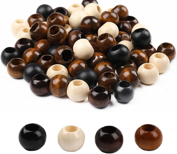 200Pcs Large Hole Natural Wood Beads, BetterJonny 20mm Rondelle Round Wooden by BetterJonny
