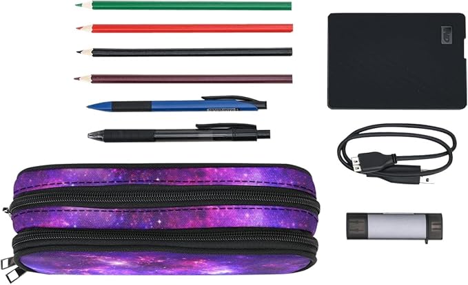 ANANGTEE Purple Galaxy Unicorn Pencil Case Pouch - Image 3