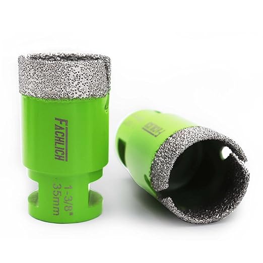 Diamond Core Drill Bit,2pcs Diameter 1-3/8 inch 35mm Thread 5/8-11,Vacuum Brazed Dry Wet Hole Saw for Porcelain Tile,Granite,Marble,Concrete,Masonry,Brick