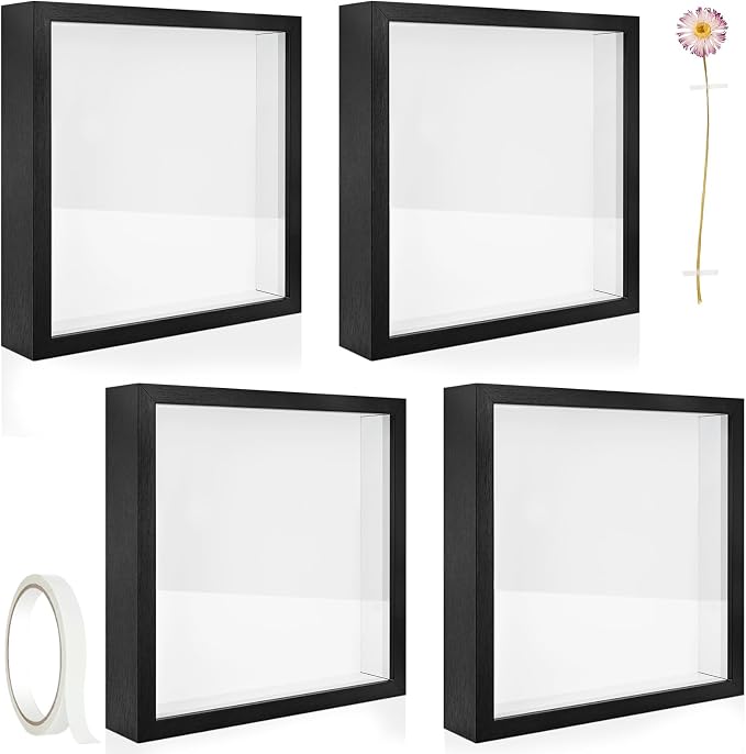 4 Pack 12x12 Shadow Box Frame, Wood Deep Large Shadow Box Display Case - Image 8