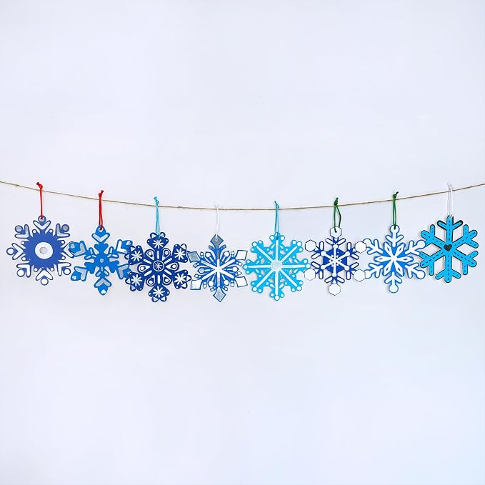 Winlyn 56 Sets 8 Styles Magic Color Scratch Blue Snowflake Ornaments - Image 8