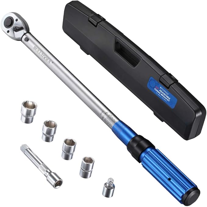1/2-inch Drive Click Torque Wrench Set Dual-Direction Adjustable 90-tooth Torque Wrench with Buckle（10-160ft.lb / 10-220Nm）
