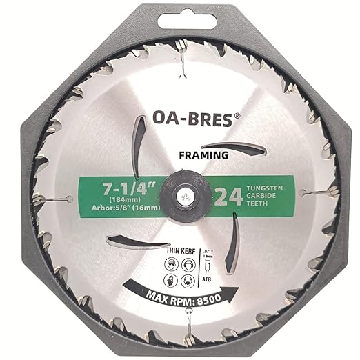 3Pack Combo 7-1/4 Inch Circular Saw Blades with 5/8" Arbor, TCT ATB 24T Framing, 40T Crosscutting, 60T Finish Saw Blade for Various Wood Cutting