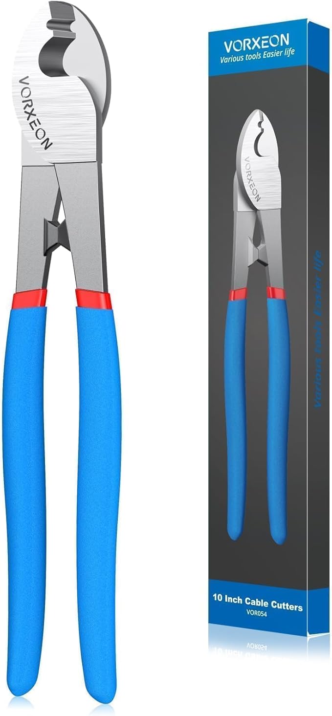 10-Inch Compact Heavy-Duty Cable Cutter Small Head - High-Leverage Tool for Soft Copper/Aluminum Wires & Communication Cables