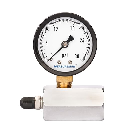 MEASUREMAN 2" Steel Gas Pressure Test Gauge Assembly, 3/4" FNPT Connection, 0-30psi, +/-3-2-3% Accuracy