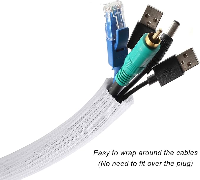 25ft - 3/4 inch Braided Cable Management Sleeve Cord Protector - Self-Wrapping - Image 2