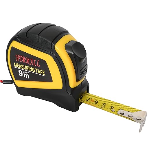 Auto-Lock Measuring Tape, 30-Feet (9M) Dual Side Retractable Tape Measure, Inch/Metric Scale, MID Accuracy, for Electricians, Carpenter, Surveyors and Engineers, with Rubber Protective Casing