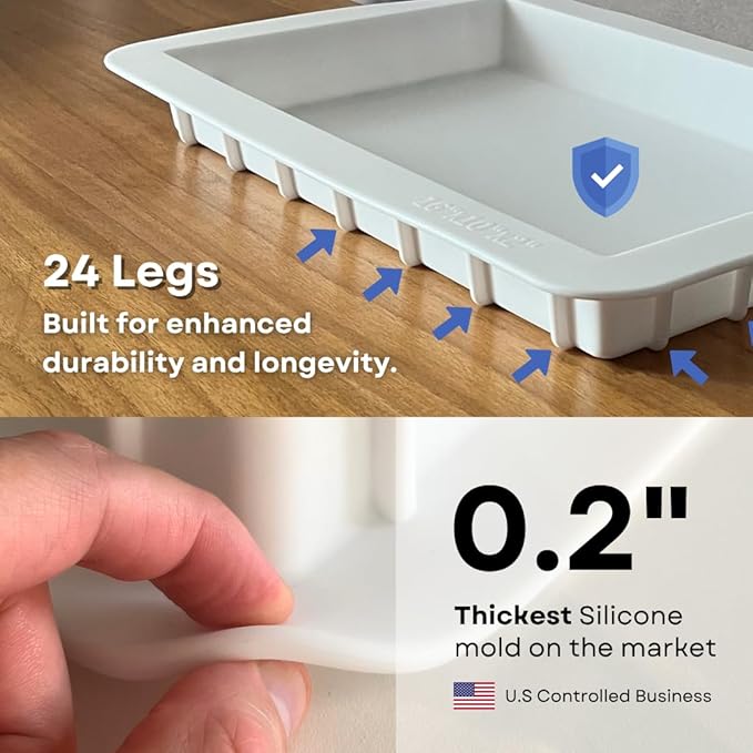 Alaskey® Large Premium Rectangular Resin Table Silicone Mold 16"x10" and - Image 2