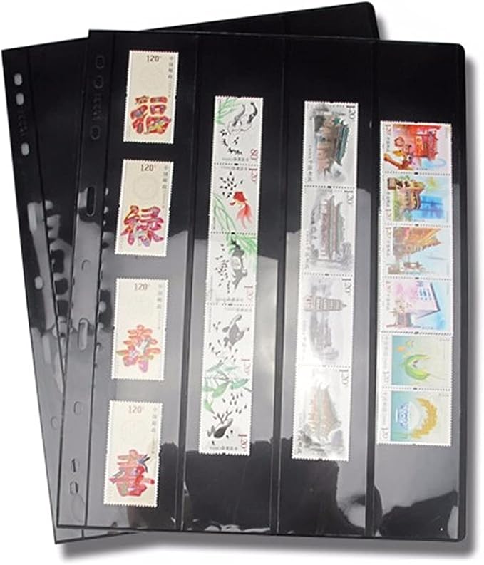 MUDOR Stamp Pages for Stamp Collection Album Binder, 4 Vertical Pockets | 10 by MUDOR