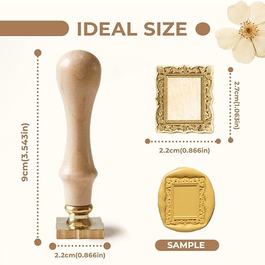 Frame Wax Seal Stamp, 3D Embossed Relief Carving Head and Wood Handle - Image 2