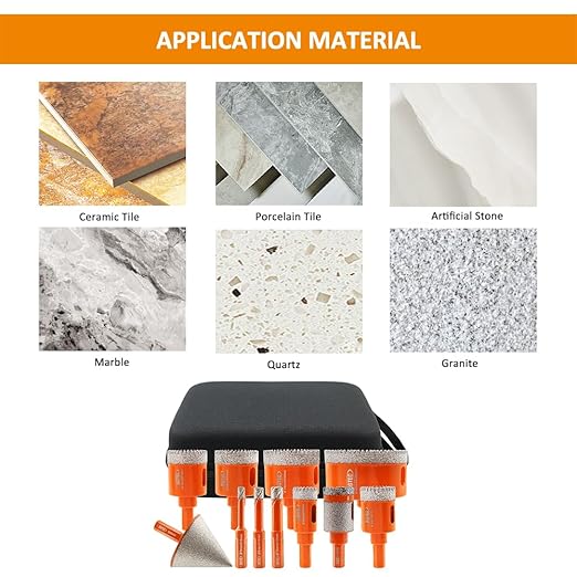 Diamond Core Drill Bit Kit BGTEC Diamond Hole Saw Tile Cutter,Triangle Shank 10pcs 6/8/10/25/28/32/35/45/50/65mm Drill Bits+1pc 20mm Drilling Finger Bit